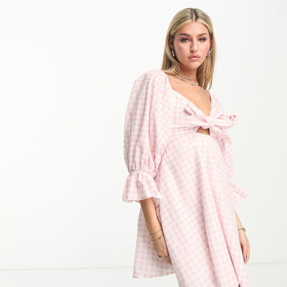 Beautiful Charlie Holiday pink gingham babydoll dress XS